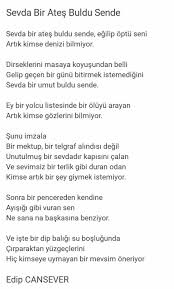 Sevda Bir Ates Buldu Sende Edip Cansever Bir Mektup Seni Ates