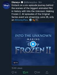 So frozen 2 seems like it's doing too much. Into The Unknown Making Frozen 2 Streaming From June 26 Disneyplus