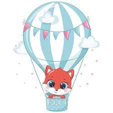 Hot Air Balloon Decorations Png Eps Baby Animal Clipart Nursery Decor Em 2021 Balao Desenho Animais De Aquarela Raposas Desenho