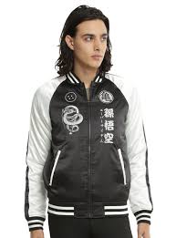 Black And White Satin Bomber Jacket Dragon Ball Z Goku Souvenir Jacket Souvenir Jacket Girls Bomber Jacket Satin Bomber Jacket