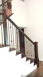 Staircase Remodel From M C Staircase Trim Removal Of Carpet Wooden Railing And Wooden Balusters Ins Staircase Remodel Staircase Design Iron Stair Railing