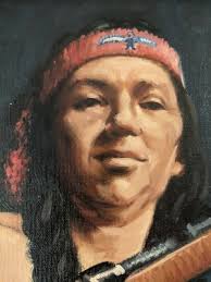 Original Oil Painting, Portrait of Native American, signed Frances Fraser  (1980)