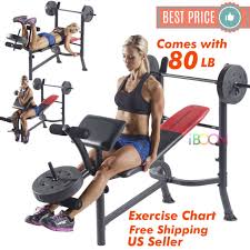 Workout Lifting Weight Benches With Weights Set Bench Rack 80 Lb Bar Exercise