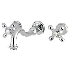 Kingston Brass Cross 2 Handle Vessel Wall Mount Bathroom Faucet In Chrom Wall Mount Faucet Bathroom Wall Mounted Bathroom Sinks Wall Mount Faucet Bathroom Sink