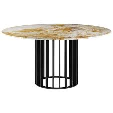 Orbiter Contemporary Round Dining Table With Black Metal Base And Marble Top From A U Round Dining Table Contemporary Round Dining Table Metal Dining Table