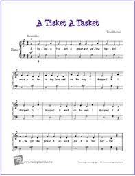Digital sheet music for voice, piano or guitar note: A Tisket A Tasket Free Easy Piano Sheet Music