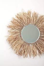 Buy round decorative mirrors and get the best deals at the lowest prices on ebay! Make This Tropical Inspired Raffia Sunburst Mirror Dossier Blog Sunburst Mirror Diy Mirror Juju Hat