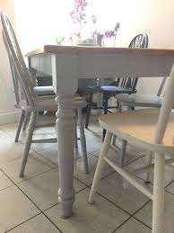 Kitchen Dining Table Painted Pine Grey Removable Legs Seats Six Pine Table And Chairs Dining Table In Kitchen Painted Table