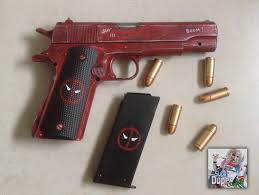 <p>obverse view of m1911 navy pistol. Red Deadpool Pistol Prop M1911 Colt 45 Toy Gun Costume Etsy
