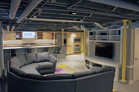 Making use of the light's reflection with a glossy ceiling is a clever choice you can try. Finished Basement Ideas With Low Ceiling Novocom Top
