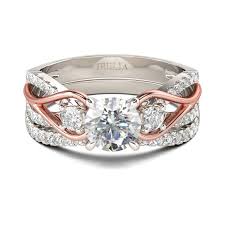 Stacks & stones gemstone sterling silver flower stack ring sale $60.00. Jeulia Three Stone Two Tone Round Cut Sterling Silver Ring Set Jeulia Jewelry