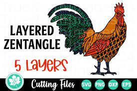 Download Layered Rooster A Zentangle Svg Cut File 537934 Cut Files Design Bundles