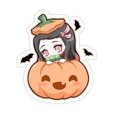 Cute Chibi Pumpkin Nezuko Kimetsu Halloween Sticker By Loshimizu In 2021 Chibi Cute Chibi Vintage Halloween Art