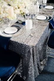 Navy And Silver Table Setting With White Flowers Decor Wonderland Wedding Winter Wedding Inspiration Winter Wonderland Wedding