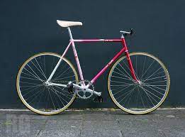 my samson njs pink sakura white fade 2007 with campagnolo pista iks collection track bike fixed bike fixed gear bike