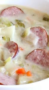 Creamy Cabbage Soup With Kielbasa Recipe Kielbasa Soup Food Soup And Sandwich