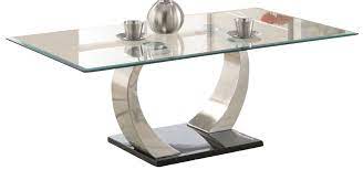 Nickel/clear large rectangle glass coffee table with geometric motif. Coaster Coffee Table 701238