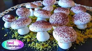 طريقه عمل المارينج الهش على شكل فطر meringue mushrooms youtube food breakfast cake