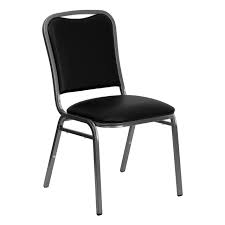 This versatile stack chair can be used in a multitude of settings. Banquet Chairs Black Vinyl Square Back Stacking Chairs