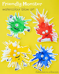 Friendly Monster Watercolour Blow Art with Straws | Adventure in a Box