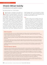 Early symptoms of lithium toxicity can usually be treated by reduction or cessation of dosage of the drug and resumption of the. Https Www Cfp Ca Content Cfp 66 4 258 Full Pdf