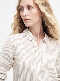 Camicia a Righe in Lino Donna Barbour Marine Shirt