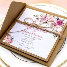 Cheap Rustic Wedding Invitations With Twine Handmade Kraft Blush Watercolor Floral Bohemian Garden Country Spring Fall Ws076 Handmade Wedding Invitations Wedding Invitations Rustic Wedding Invitations