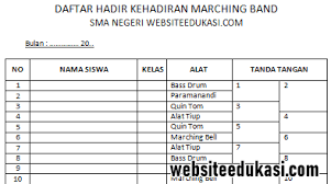 Rekapitulasi absensi siswa absensi persentase bulan sakit ijin alpa jumlah jml % jml % jml % % 1 2 3 4 5 6 7 8 9 juli 1 agustus september oktober november desember februari maret april mei juni cisurupan Format Absensi Ekskul Marching Band Tahun 2020 2021 Websiteedukasi Com