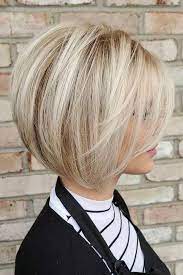 Blonde Short Bob With Bangs Shortbobhairstyles Bobhairstyles Hairstyles Consider Short Medium Length Hair Styles Blonde Bob Haircut Short Bob Hairstyles