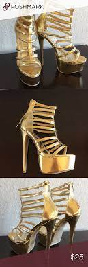 Gold Platform High Heeled Sandals Heels High Heel Sandals Platform High Heels