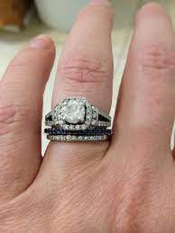Added A Thin Birthstone Band To Wedding Set For Child S Birth Month Birthstone Band Wedding Sets Wedding Bands