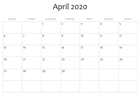 The free template also available in. April Calendar 2020 Free Printable Template Pdf Word Excel 1 Free Printable Calendar Templates Printable Calendar Word July Calendar