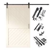 HOMACER 48-in x 84-in Tinsmith Gray Prefinished Non-standard Pine Wood  Solid core Single Barn Door (Hardware Included)