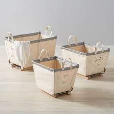 steele canvas natural carry baskets container store laundry hamper wooden handles