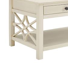 Thank you for your patience! 2 Drawer Wooden Coffee Table With Geometric Sides Antique White Overstock 29482660