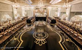 Black And White Dance Floor Wedding Great Gatsby Inspired Decor In Black White And Gold Hues Dance Floor Wedding Art Deco Wedding Theme Wedding
