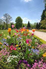 Wonderful And Colorful Spring Flowers Flourishing In The Residenz Residence Garden Of Wurzburg Franconia Beautiful Gardens Flower Garden Garden Inspiration