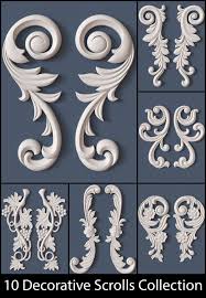3d Decorative Scroll Model 3d Model Ornaments Design Baroque Decor Baroque Ornament