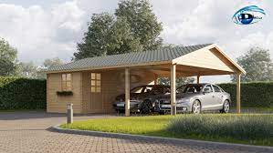 Dobbelt Trae Carport Med Redskabsrum 45m 6x7 5 44mm Dihc Dk