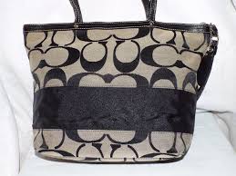 Coach Black And Brown Purse Tophatter 21 Coach Black Stripe Signature Tote Preloved Black Stripes Tote Bag Purse Tote