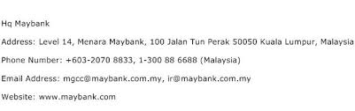 Maybank2u, mae app, qrpaybiz app & our wealth app • fpx online payments • debit card transactions • self service machines (atms. Hq Maybank Address Contact Number Of Hq Maybank