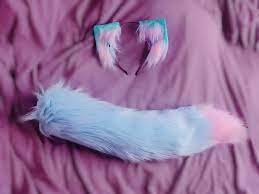 Top Cat Tails Pastel BluePink Kitten Tail and Ears Set | eBay