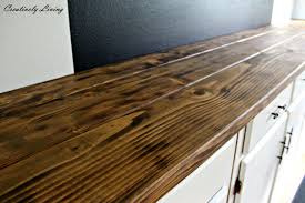 Torched Diy Rustic Wood Counter Top For Under 50 By Creatively Living Diy Wood Counters Diy Countertops Wood Countertops