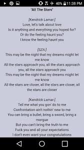 All The Stars Kendrick Lamar Ft Sza Lyrics Self Love Books Cool Words Lyrics