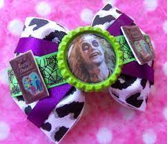 Can someone tell me please? Beetlejuice Beetlejuice Beetlejuice This Hair Bow Can Be Used As Both A Hair Clip And A Brooch It Has Been Beetlejuice Halloween Beetlejuice Hair Bows