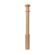Creative Stair Parts 4 5 In X 63 75 In Unfinished Unfinished Red Oak Wood Stair Newel Post Lowes Com Stair Newel Post Wood Stairs Stair Parts