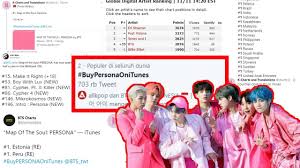 usai trending hashtags buypersonaonitunes album bts persona kembali kuasai chart di itunes