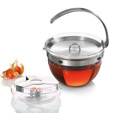 Teekanne Infuso Und Stovchen Vetro Aus Edelstahl Glas Mit Extragrossem Sieb Teekanne Wohnen Haushalt