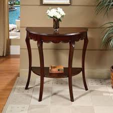 All Things Cedar Cherry Wood Casual Console Table Lowes Com Half Moon Console Table Wood Console Table Console Table