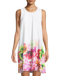 Sleeveless Tropical Floral Shift Dress